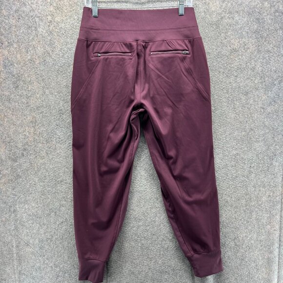 Athleta Skyline Pants Women Medium Burgundy Stretch Jogger Athletic Knit Tapered - Picture 2 of 10